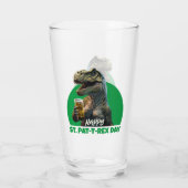 Funny St. Pat-T-Rex Celebration Beer-Loving Dino Glas (Achterkant)