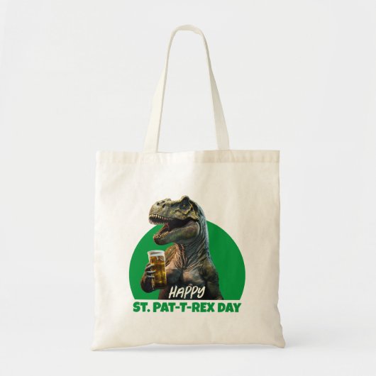 Funny St. Pat-T-Rex Celebration Beer-Loving Dino Tote Bag (Voorkant)