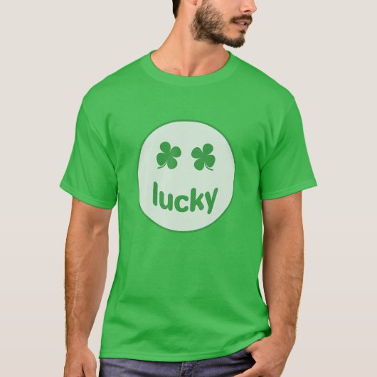 Funny St Patrick Day Lucky Smile Face Meme T-shirt (Voorkant)