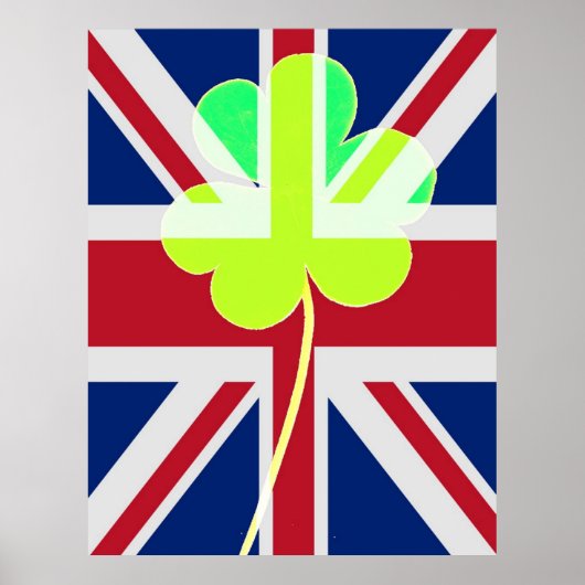 Funny St. Patrick Flag British Irish Shamrock Poster (Voorkant)