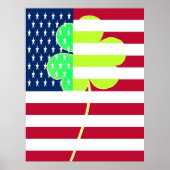 Funny St. Patrick Flag USA Ireland Shamrock Clover Poster (Voorkant)