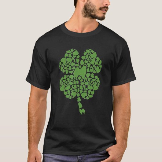 Funny St Patrick S Day Dog American Eskimo Shamroc T-shirt (Voorkant)
