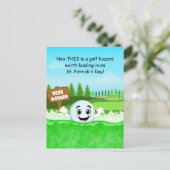 Funny St. Patrick’s Day Golf with Golf Ball Beer  Briefkaart (Staand voorkant)