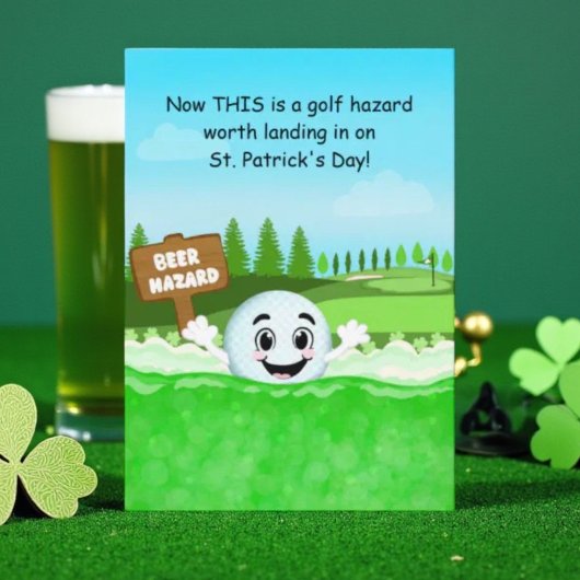 Funny St. Patrick’s Day Golf with Golf Ball Beer  Kaart