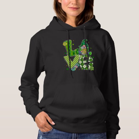 Funny St Patrick S Day Knitting Gnomes Seamstress Hoodie (Voorkant)