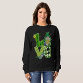 Funny St Patrick S Day Knitting Gnomes Seamstress Trui (Voorkant volledig)