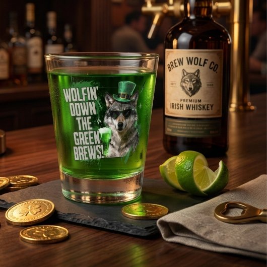 Funny St. Patrick’s Day Wolf Irish Party Favor Shot Glas