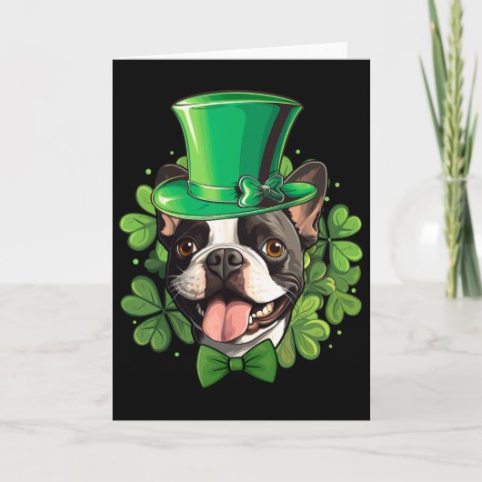 Funny St Patricks Boston Terrier  Kaart (Voorkant)