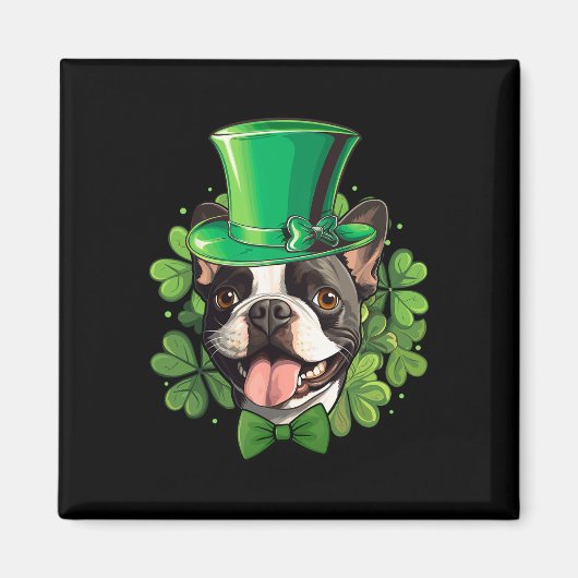 Funny St Patricks Boston Terrier  Magneet (Voorkant)