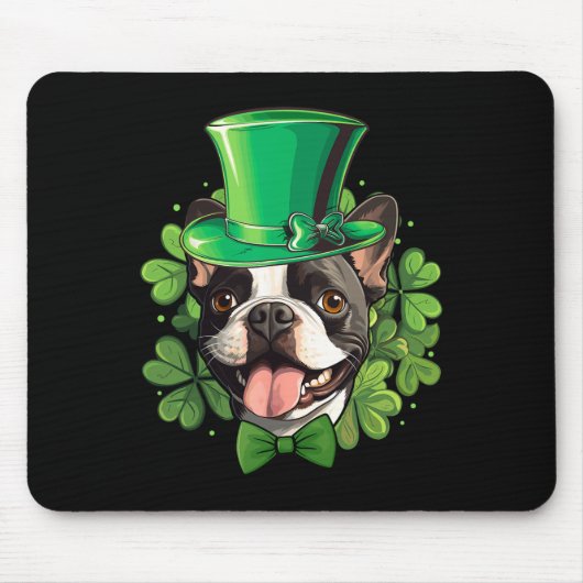 Funny St Patricks Boston Terrier  Muismat (Voorkant)