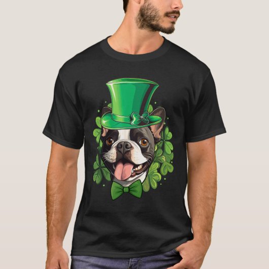 Funny St Patricks Boston Terrier  T-shirt (Voorkant)
