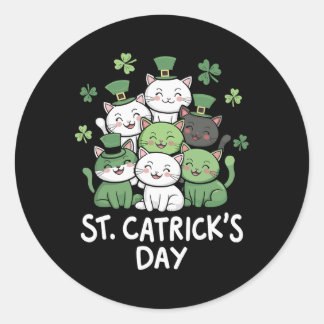 Funny St Patricks Catricks Day Cats St Patricks Da Ronde Sticker