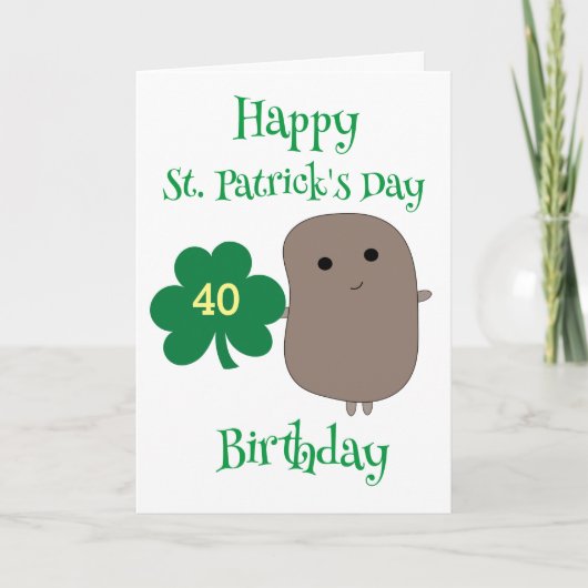 Funny St. Patrick's Day 40th Birthday Kaart (Voorkant)
