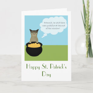 Funny St. Patrick's Day Card met kat Kaart
