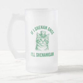 Funny St. Patrick's Day Cat Shenanigan Pun Retro Matglas Bierpul
