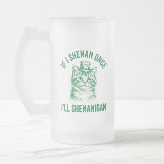 Funny St. Patrick's Day Cat Shenanigan Pun Retro Matglas Bierpul (Links)