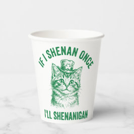 Funny St. Patrick's Day Cat Shenanigan Pun Retro Papieren Bekers