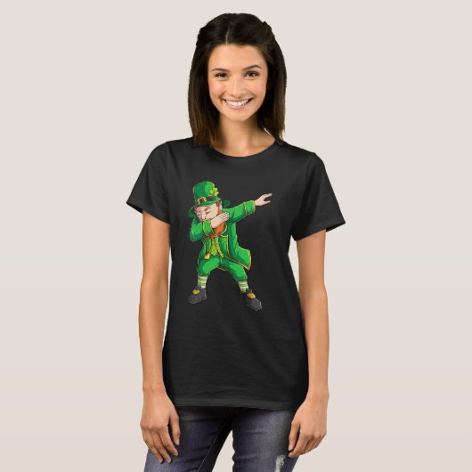 Funny St Patricks Day, Dabbing Leprechaun Irish B T-shirt (Voorkant volledig)