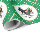 Funny St. Patrick's Day Dachshund (zwart-wit) Cadeaupapier (Rol Hoek)