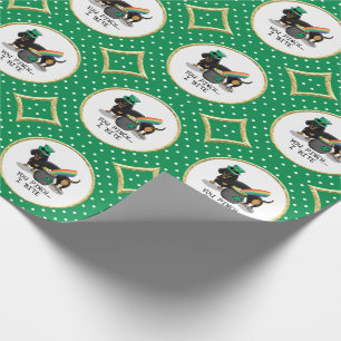 Funny St. Patrick's Day Dachshund (zwart-wit) Cadeaupapier