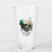 Funny St. Patrick's Day Dachshund (zwart-wit) Glas (Achterkant)