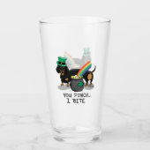 Funny St. Patrick's Day Dachshund (zwart-wit) Glas (Voorkant)