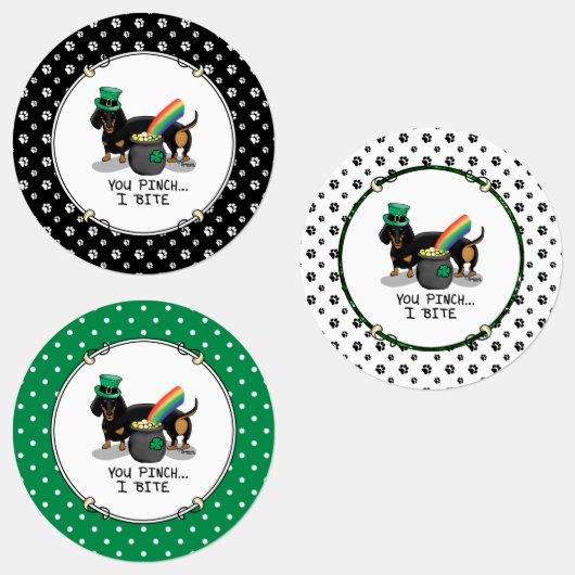Funny St. Patrick's Day Dachshund (zwart-wit) Labels (Groep)