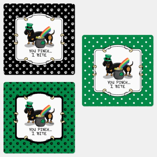 Funny St. Patrick's Day Dachshund (zwart-wit) Labels (Groep)