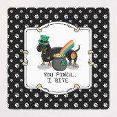 Funny St. Patrick's Day Dachshund (zwart-wit) Labels (Design 1)