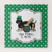 Funny St. Patrick's Day Dachshund (zwart-wit) Legpuzzel (Verticaal)