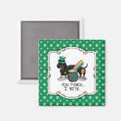 Funny St. Patrick's Day Dachshund (zwart-wit) Magneet (Voorkant / Achterkant)