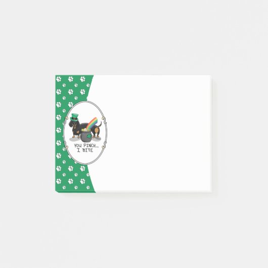 Funny St. Patrick's Day Dachshund (zwart-wit) Post-it® Notes (Voorkant)