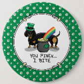 Funny St. Patrick's Day Dachshund (zwart-wit) Ronde Button 6,0 Cm (Voorkant)