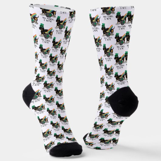 Funny St. Patrick's Day Dachshund (zwart-wit) Sokken (Gebogen)
