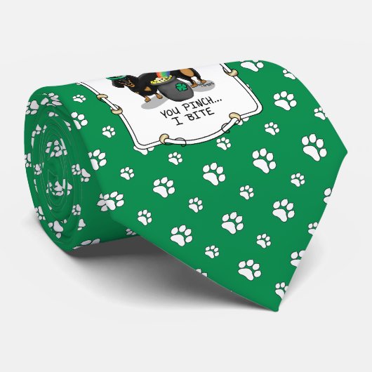 Funny St. Patrick's Day Dachshund (zwart-wit) Stropdas (Opgerold)