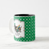 Funny St. Patrick's Day Dachshund (zwart-wit) Tweekleurige Koffiemok (Voorkant links)