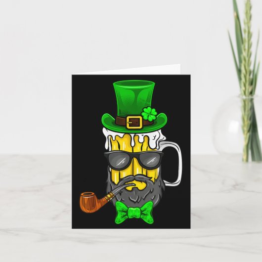 Funny St Patricks Day Gift Leprechaun Beer Beard G Kaart (Voorkant)