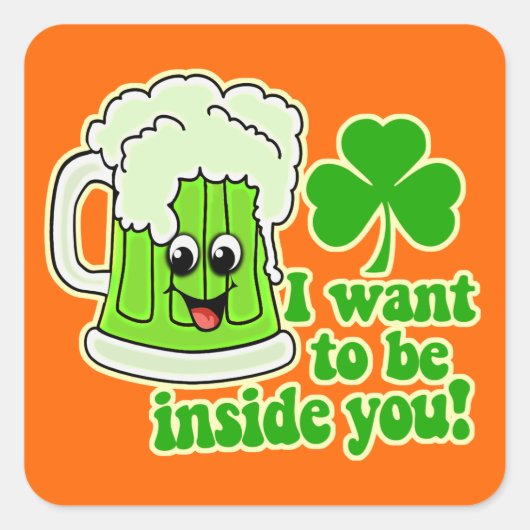 Funny St Patricks Day Green Beer Vierkante Sticker (Voorkant)