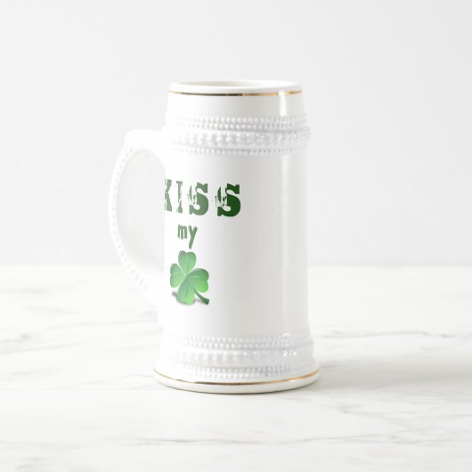 Funny St Patricks Day Green Shamrock Beer Stein Bierpul (Voorkant links)