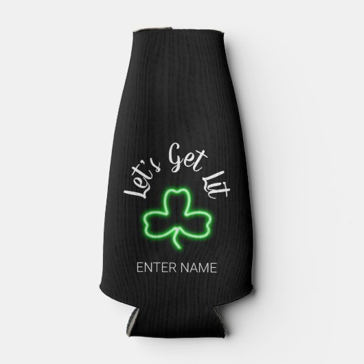 Funny St Patricks Day Green Shamrock Personalized Flesjeskoeler (Voorkant)