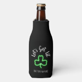 Funny St Patricks Day Green Shamrock Personalized Flesjeskoeler (Fles Voorkant)