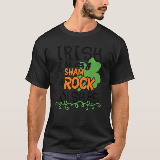 Funny St Patricks Day Irish Kisses Shamrock Wishe T-shirt (Voorkant)