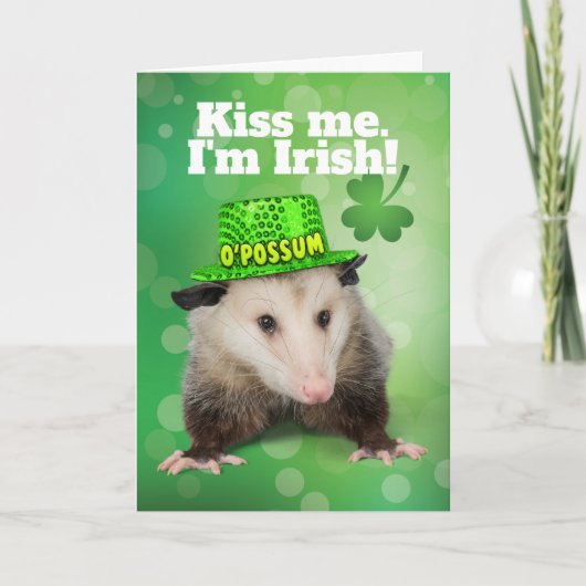Funny St. Patrick's Day Irish O'Possum Kaart (Voorkant)