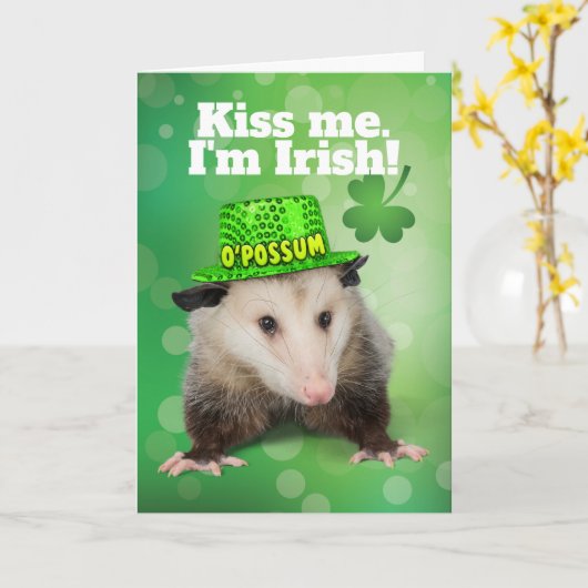Funny St. Patrick's Day Irish O'Possum Kaart (Gele Bloem)
