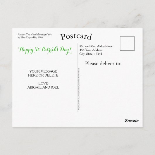 Funny St Patrick's Day Irish Top of the Morning Briefkaart (Achterkant)