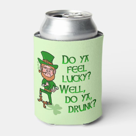 Funny St Patrick's Day Leprechaun Lucky Drink Blikjeskoeler (Blikje Voorkant)