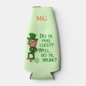 Funny St Patrick's Day Leprechaun Lucky Drink Flesjeskoeler (Voorkant)