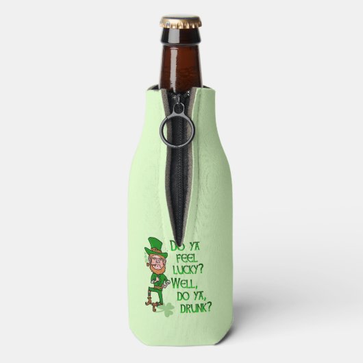 Funny St Patrick's Day Leprechaun Lucky Drink Flesjeskoeler (Fles Achterkant)