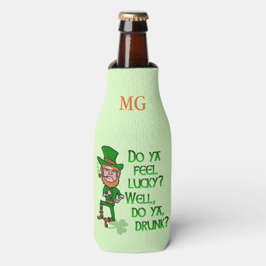 Funny St Patrick's Day Leprechaun Lucky Drink Flesjeskoeler (Fles Voorkant)
