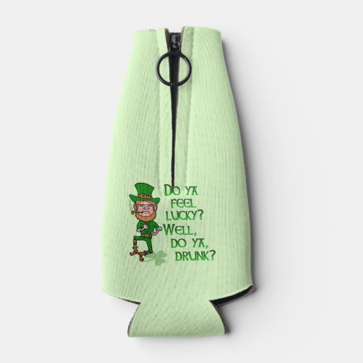 Funny St Patrick's Day Leprechaun Lucky Drink Flesjeskoeler (Achterkant)
